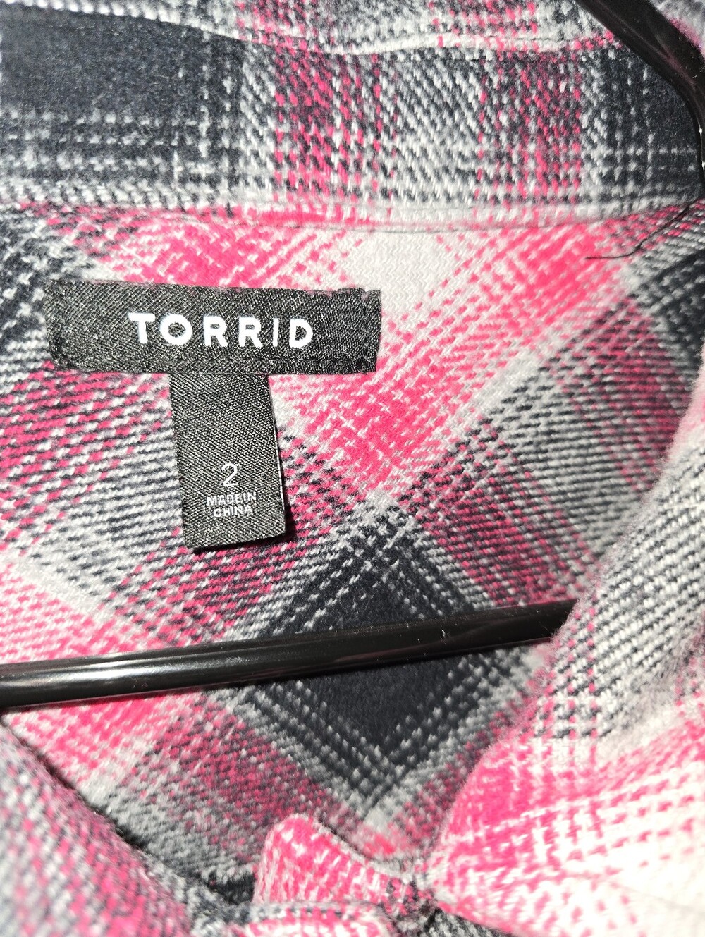 Torrid Pink/Black Plaid Shacket Size 2 - Picture 4 of 4